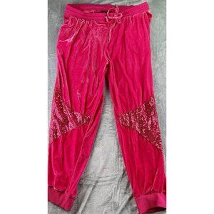 NWT ASHLEY STEWART SPORT‎ Velour Sequin Jogger Pant Size 22/24 Pink Paneled